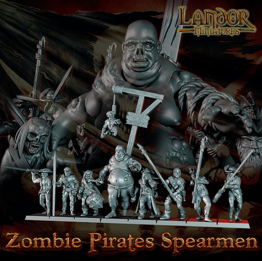 Zombie Pirate Spearmen, Modular Undead Swashbucklers by Landor Miniatures! Vampire Coast for Fantasy Wargames