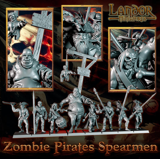 Zombie Pirate Spearmen, Modular Undead Swashbucklers by Landor Miniatures! Vampire Coast for Fantasy Wargames