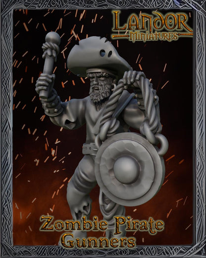 Zombie Pirates Gunners, Modular Undead Swashbucklers by Landor Miniatures! Vampire Coast for Fantasy Wargames