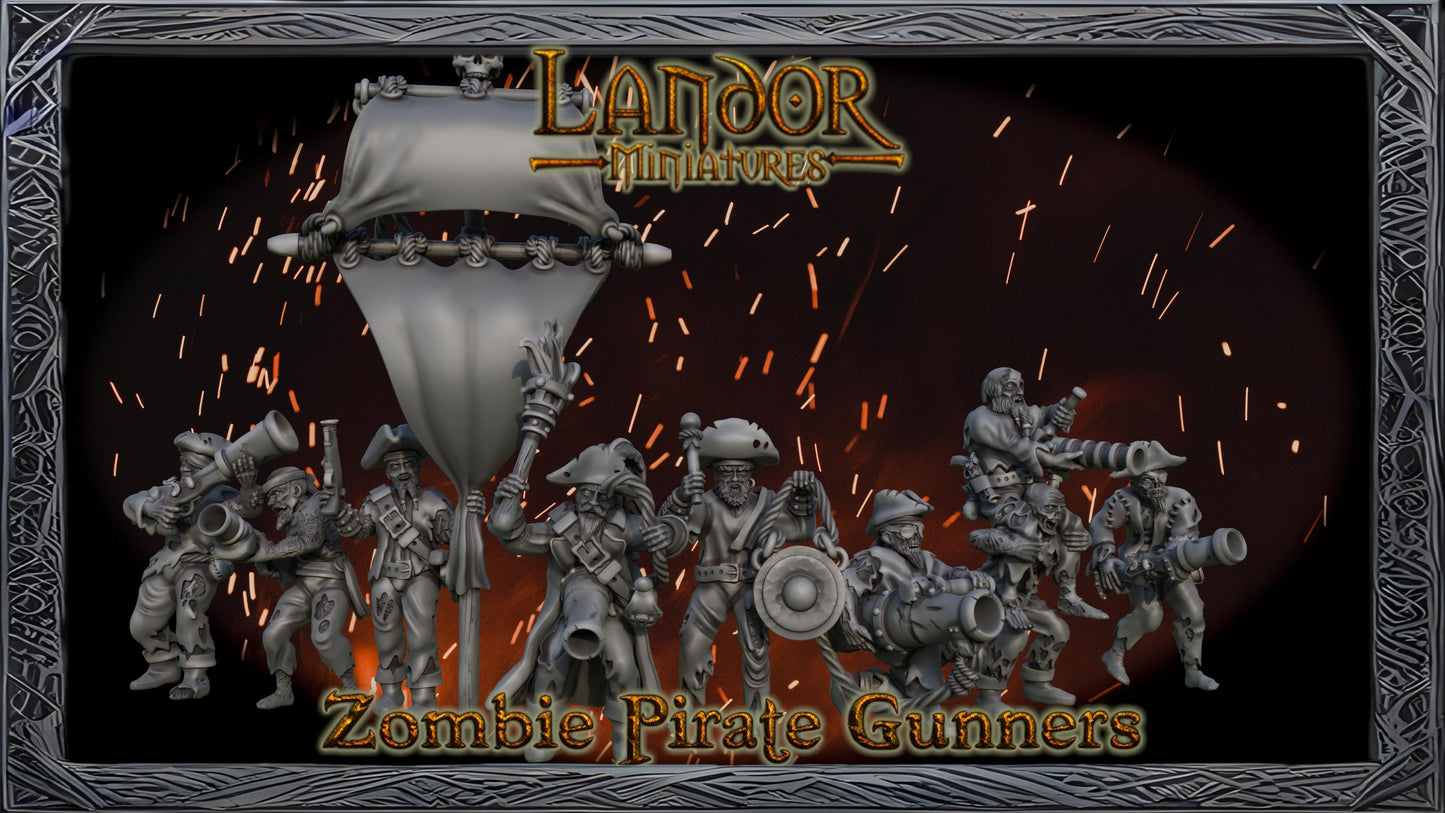 Zombie Pirates Gunners, Modular Undead Swashbucklers by Landor Miniatures! Vampire Coast for Fantasy Wargames