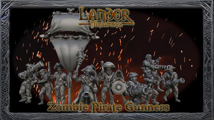 Zombie Pirates Gunners, Modular Undead Swashbucklers by Landor Miniatures! Vampire Coast for Fantasy Wargames