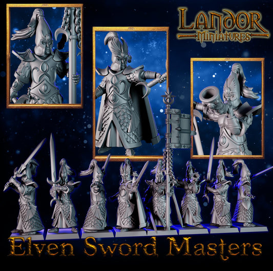 Elven Sword Masters, Modular High Elven miniatures by Landor Miniatures! High Elves for Fantasy Wargames