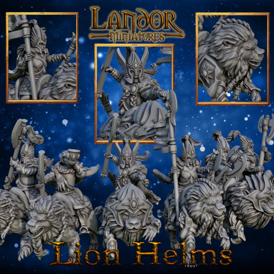 Lion Helms Lion Riders, Modular High Elven miniatures by Landor Miniatures! High Elves for Fantasy Wargames