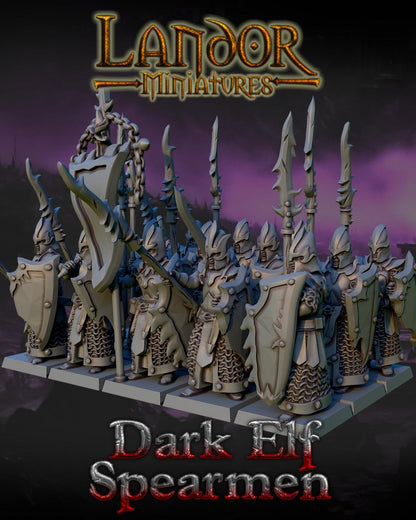 Dark elves Spearmen, Modular Dark Elven miniatures by Landor Miniatures! Dark Elves for Fantasy Wargames