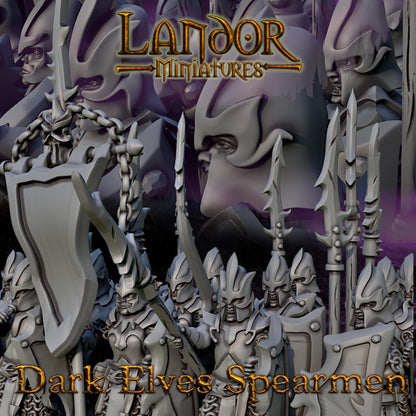 Dark elves Spearmen, Modular Dark Elven miniatures by Landor Miniatures! Dark Elves for Fantasy Wargames