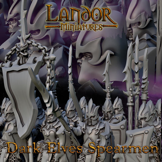 Dark elves Spearmen, Modular Dark Elven miniatures by Landor Miniatures! Dark Elves for Fantasy Wargames