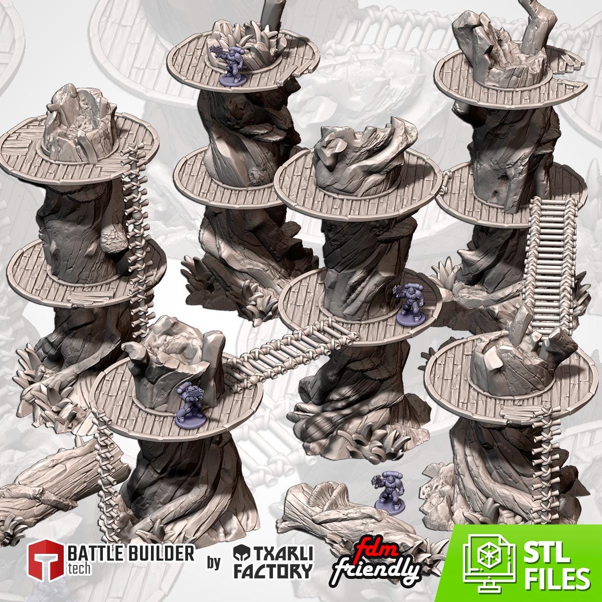 MODULAR GIANT TREES Txarli Factory Forest Hideout Modular Terrain Set, Perfect for Tabletop Wargames