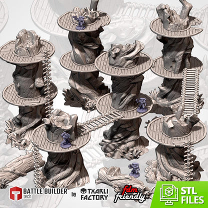 MODULAR GIANT TREES Txarli Factory Forest Hideout Modular Terrain Set, Perfect for Tabletop Wargames
