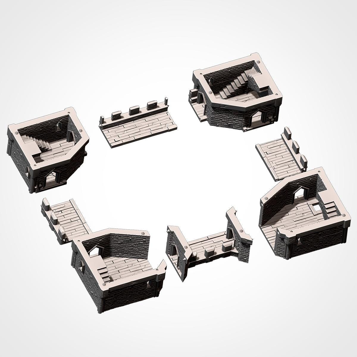 Modular CASTLE / STRONGHOLD by Txarli Factory Fantasy Terrain Ruined Castle Set, Perfect for Tabletop Wargames