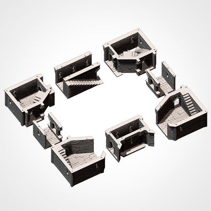 Modular CASTLE / STRONGHOLD by Txarli Factory Fantasy Terrain Ruined Castle Set, Perfect for Tabletop Wargames