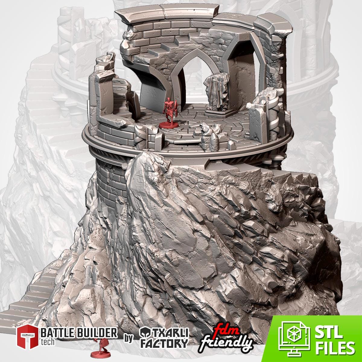 Modular RUINS on the MOUNTAIN by Txarli Factory Fantasy Terrain Ruined Castle Set, Perfect for Tabletop Wargames