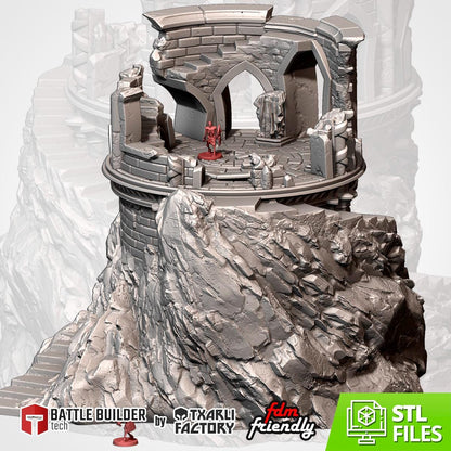 Modular RUINS on the MOUNTAIN by Txarli Factory Fantasy Terrain Ruined Castle Set, Perfect for Tabletop Wargames