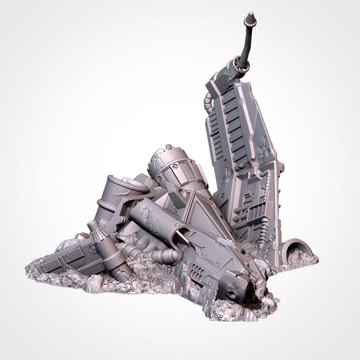Modular CRASHED SPACESHIPS GW Txarli Factory Sci-Fi modular Wreckage Set, Perfect for Tabletop Wargames
