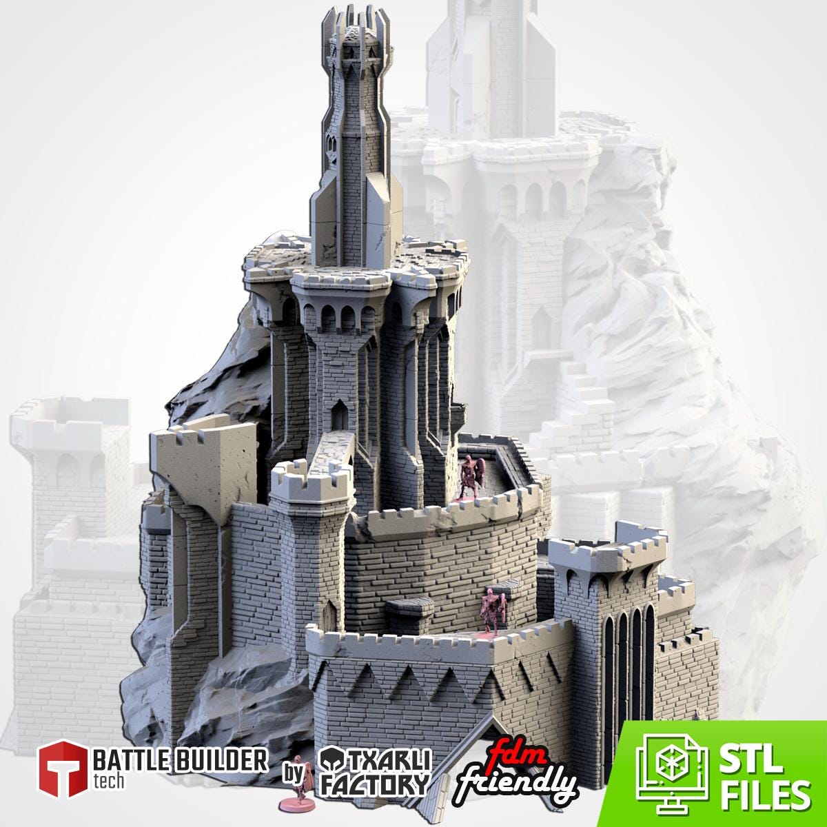 Modular DARK FORTRESS by Txarli Factory Fantasy Terrain Ruined Castle Set, Perfect for Tabletop Wargames