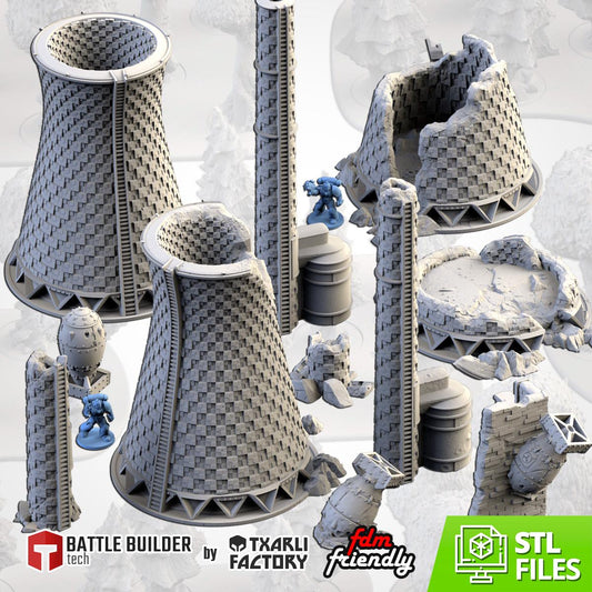 Modular NUCLEAR PLANTS Txarli Factory Sci-Fi Building modular Industrial Set, Perfect for Tabletop Wargames