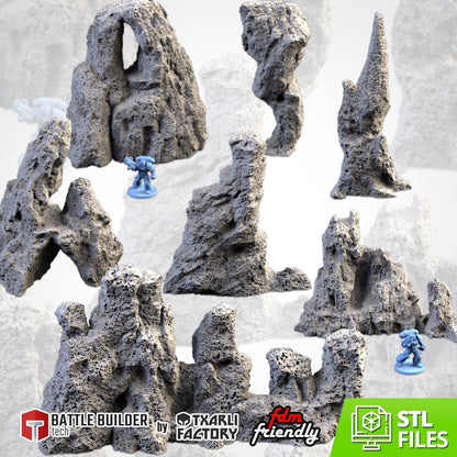 VOLCANIC ROCKS Modular Wargaming Hill Terrain by Txarli Factory for Tabletop Wargames