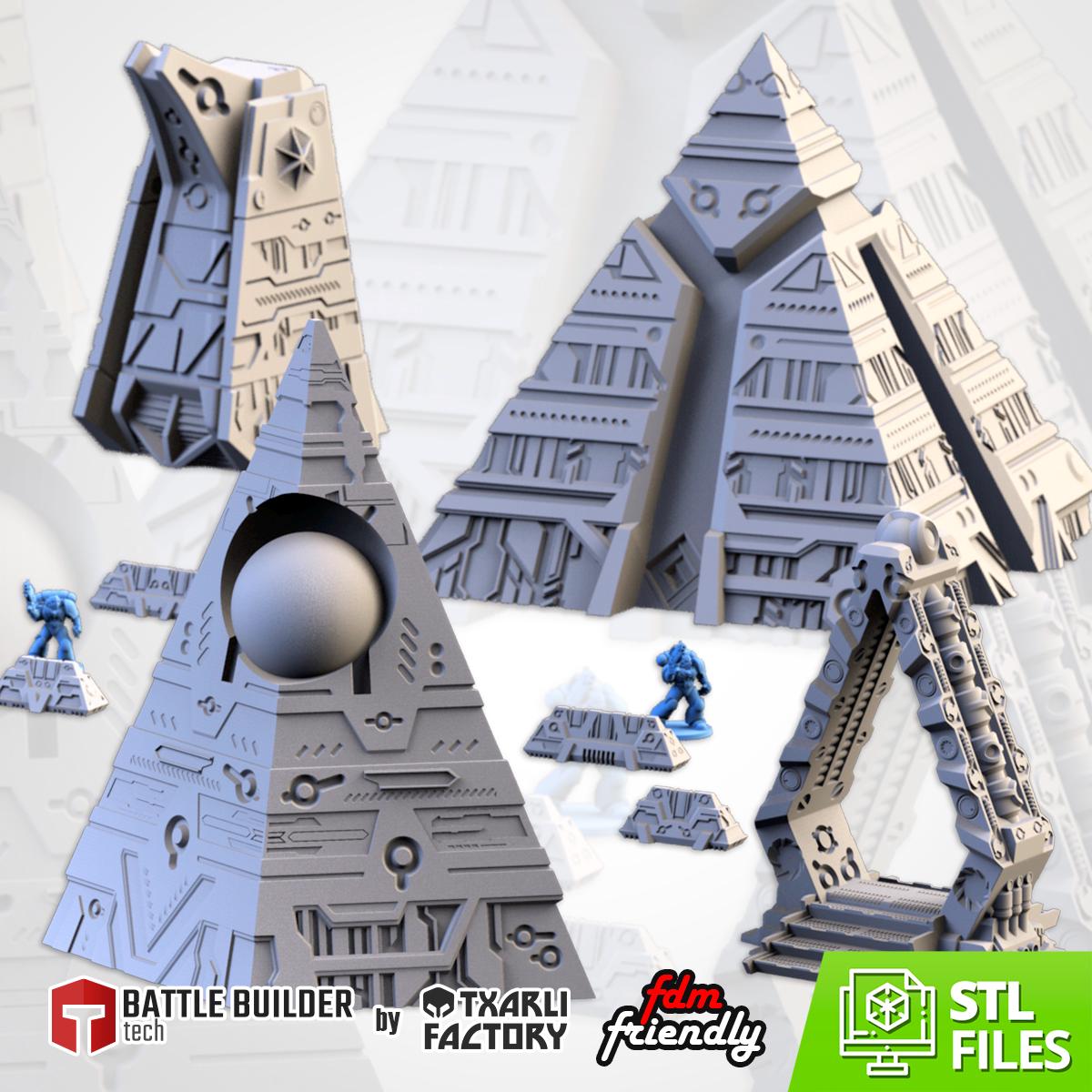 XENO PYRAMIDS 02 Modular Wargaming Space Pharaoh World Terrain by Txarli Factory for Tabletop Wargames