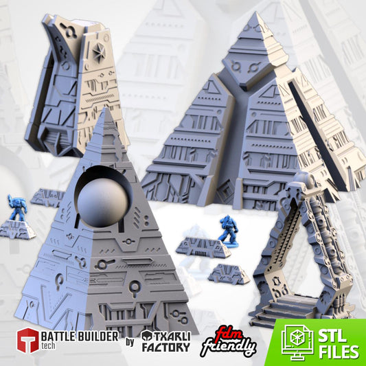 XENO PYRAMIDS 02 Modular Wargaming Space Pharaoh World Terrain by Txarli Factory for Tabletop Wargames