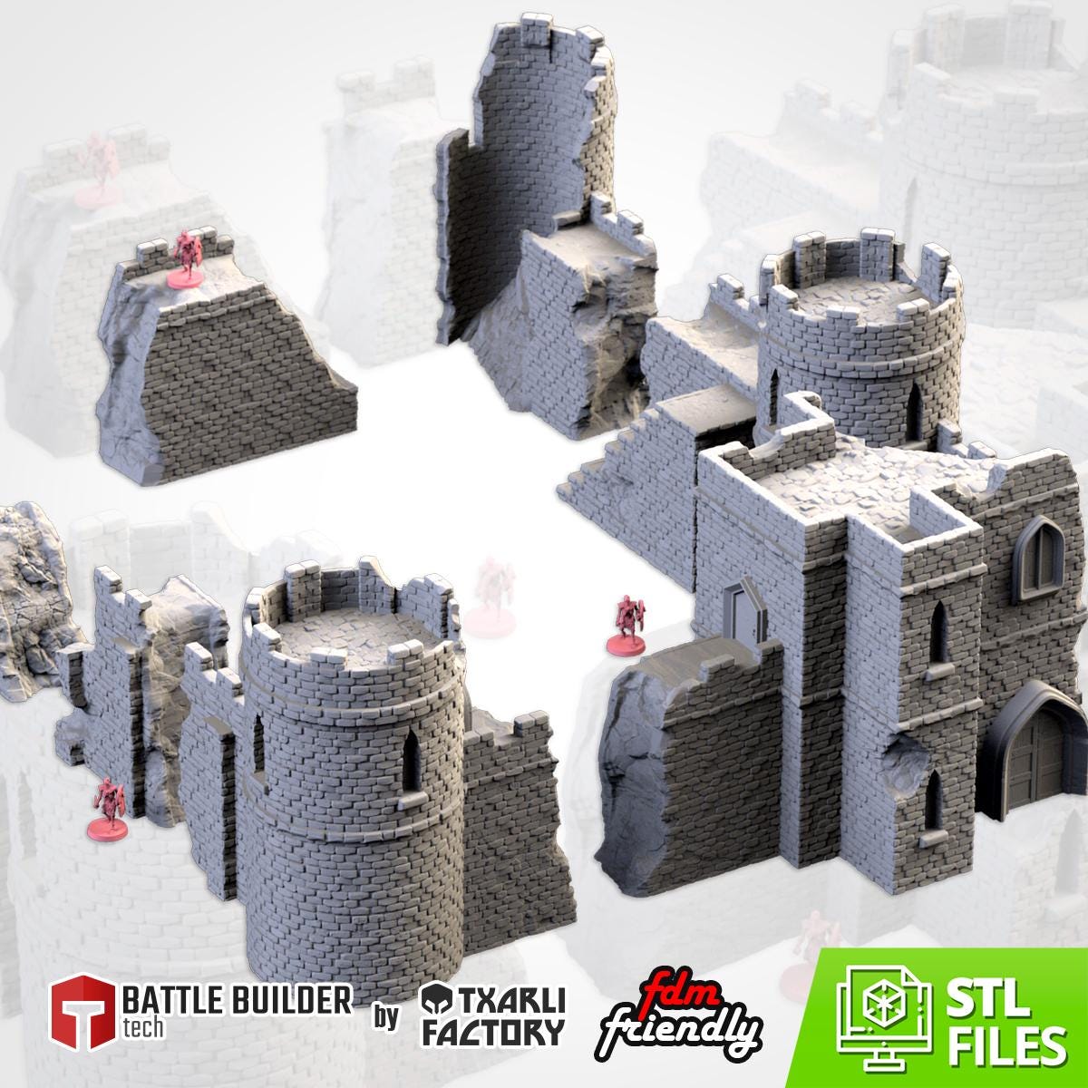 Modular RUINED CASTLE by Txarli Factory Fantasy Terrain Ruined Castle Set, Perfect for Tabletop Wargames