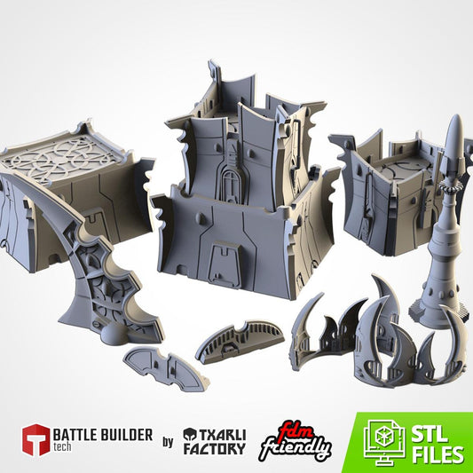 Xenos Buildings Modular Wargaming Sci-Fi World Terrain by Txarli Factory for Tabletop Wargames
