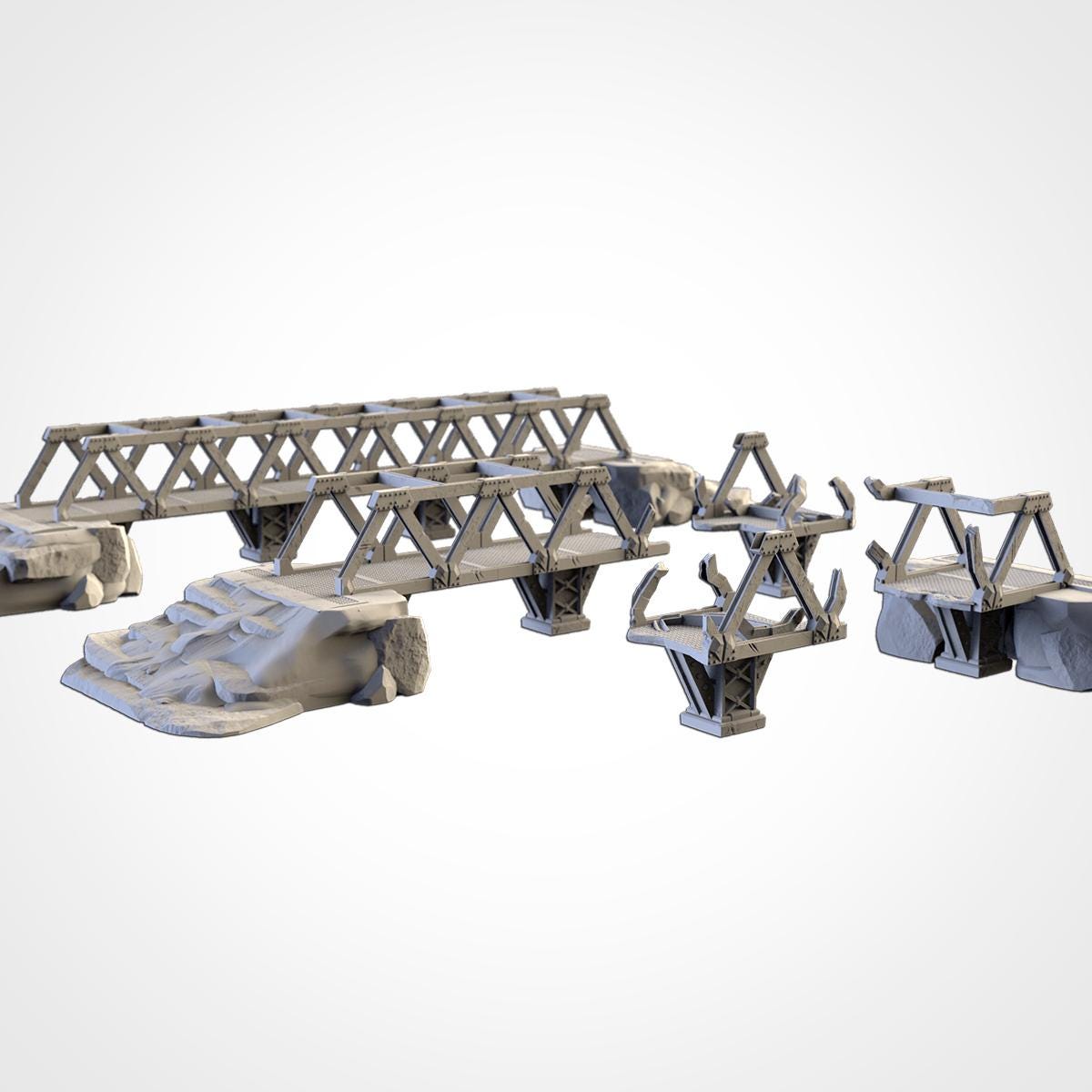 Modular METAL BRIDGES Terrain Cityscape Set, Perfect for Tabletop Wargames by Txarli Factory