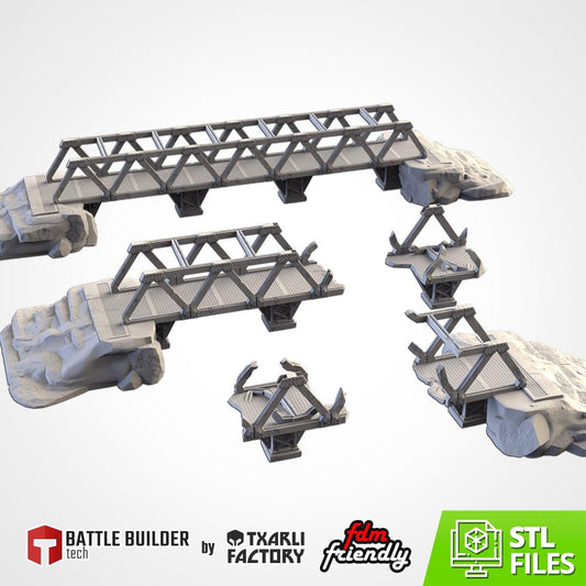 Modular METAL BRIDGES Terrain Cityscape Set, Perfect for Tabletop Wargames by Txarli Factory