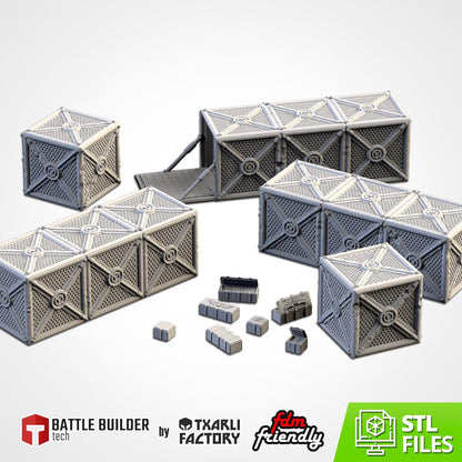 Modular PROVISIONS & CONTAINERS set Txarli Factory Ruined Scatter Terrain Set, Perfect for Tabletop Wargames