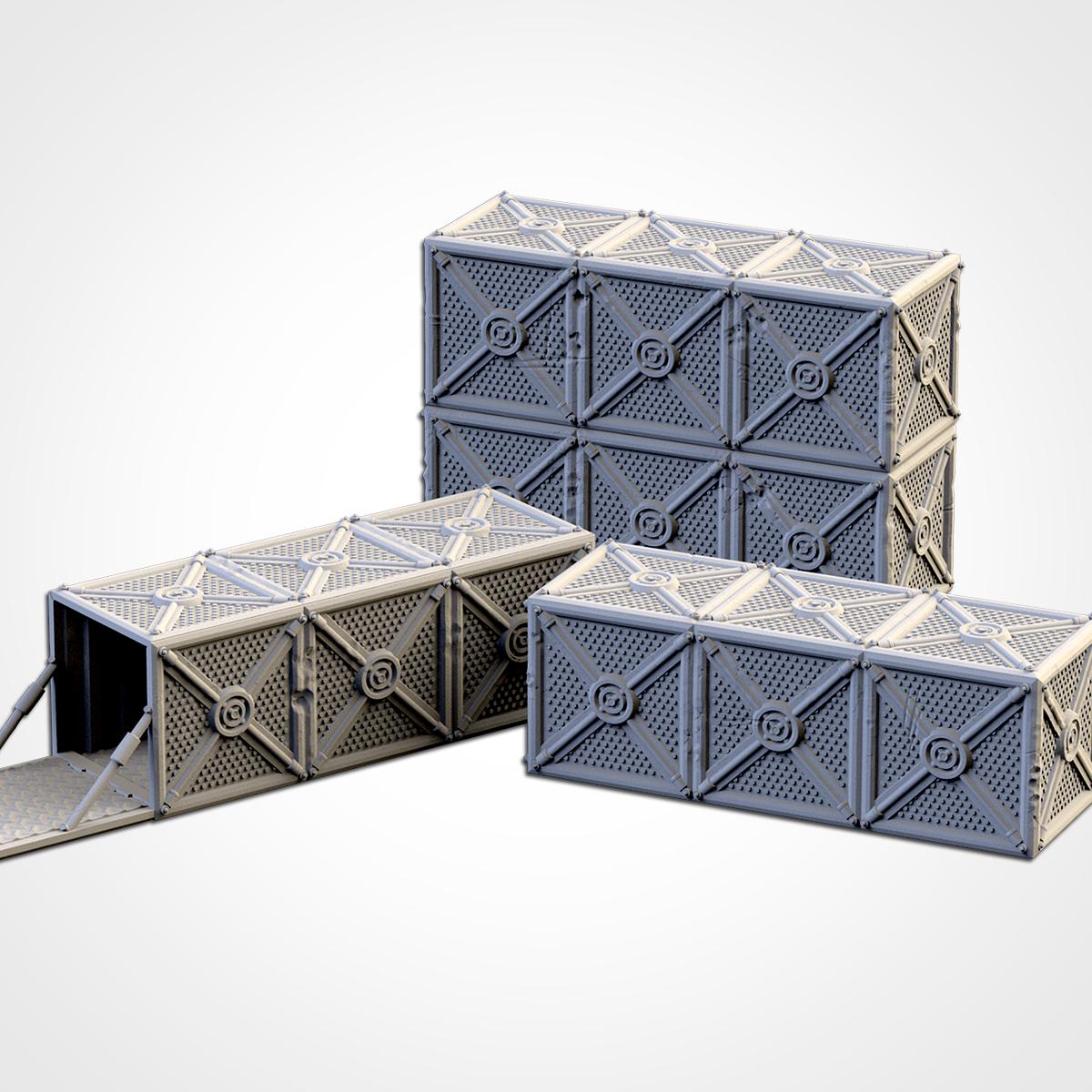 Modular PROVISIONS & CONTAINERS set Txarli Factory Ruined Scatter Terrain Set, Perfect for Tabletop Wargames