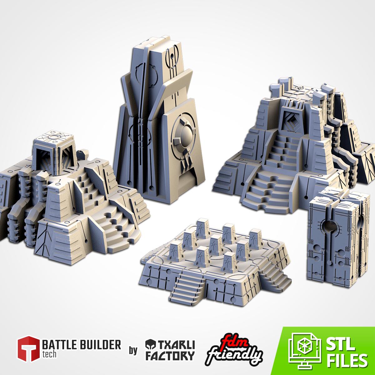 XENO PYRAMIDS Modular Wargaming Sci-Fi World Terrain by Txarli Factory for Tabletop Wargames