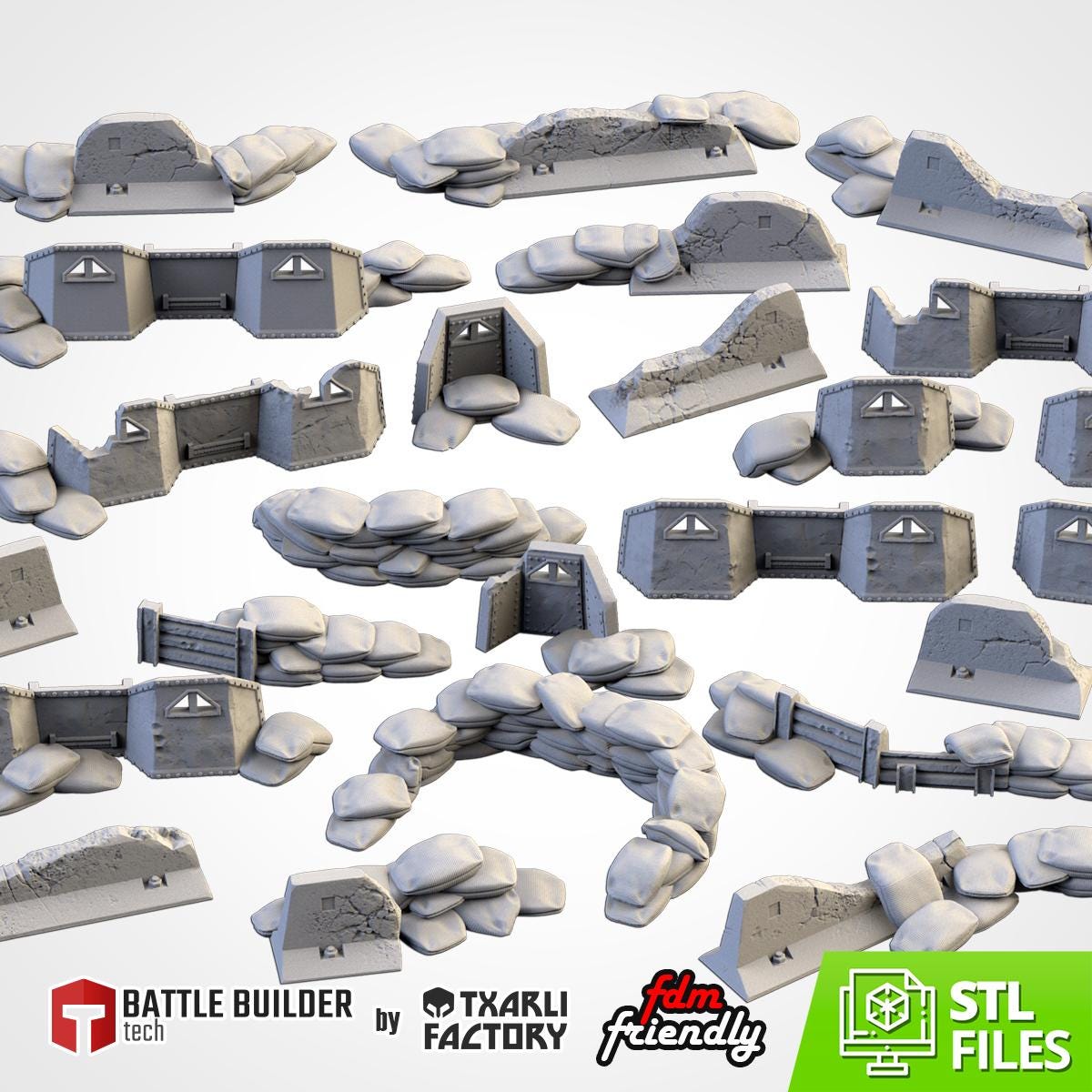 Modular PROVISIONS & CONTAINERS set Txarli Factory Ruined Scatter Terrain Set, Perfect for Tabletop Wargames