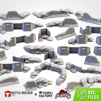 Modular PROVISIONS & CONTAINERS set Txarli Factory Ruined Scatter Terrain Set, Perfect for Tabletop Wargames