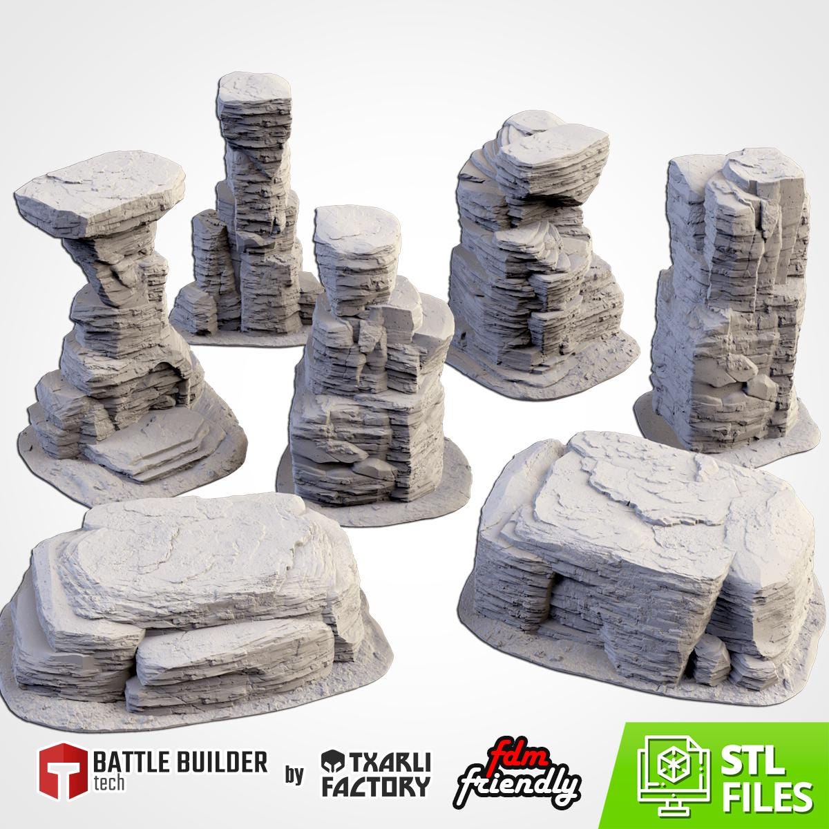 ROCKY MOUNTAINS Modular Wargaming Scatter Terrain by Txarli Factory for Tabletop Wargames