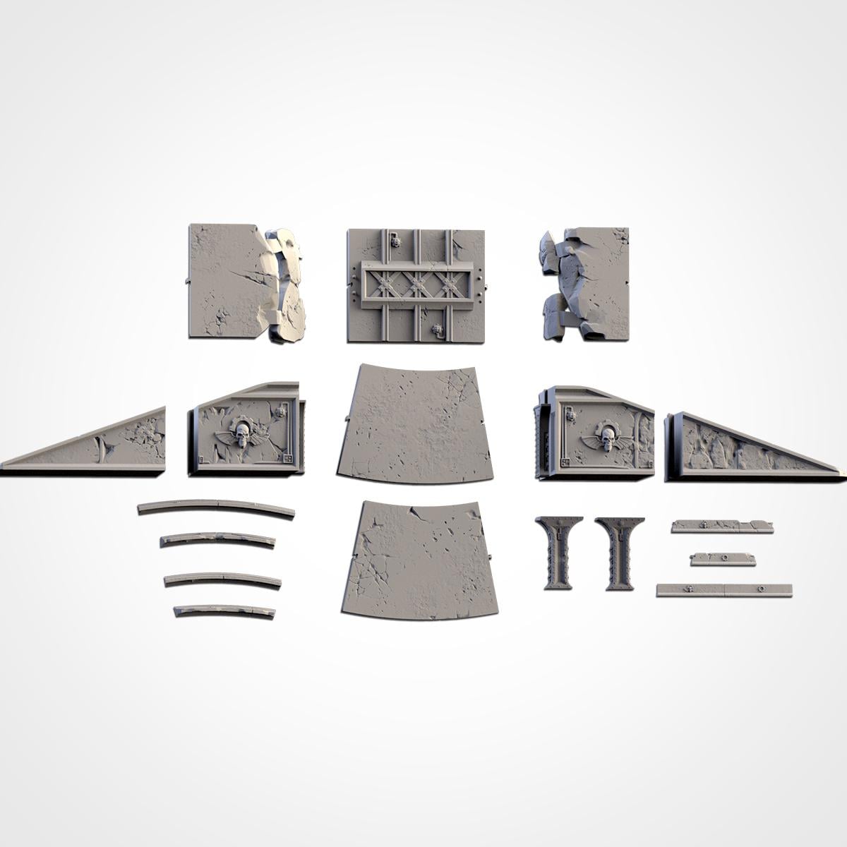 Modular CONCRETE BRIDGES set Txarli Factory Ruined Heliport Terrain Set, Perfect for Tabletop Wargames