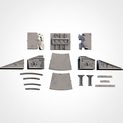 Modular CONCRETE BRIDGES set Txarli Factory Ruined Heliport Terrain Set, Perfect for Tabletop Wargames
