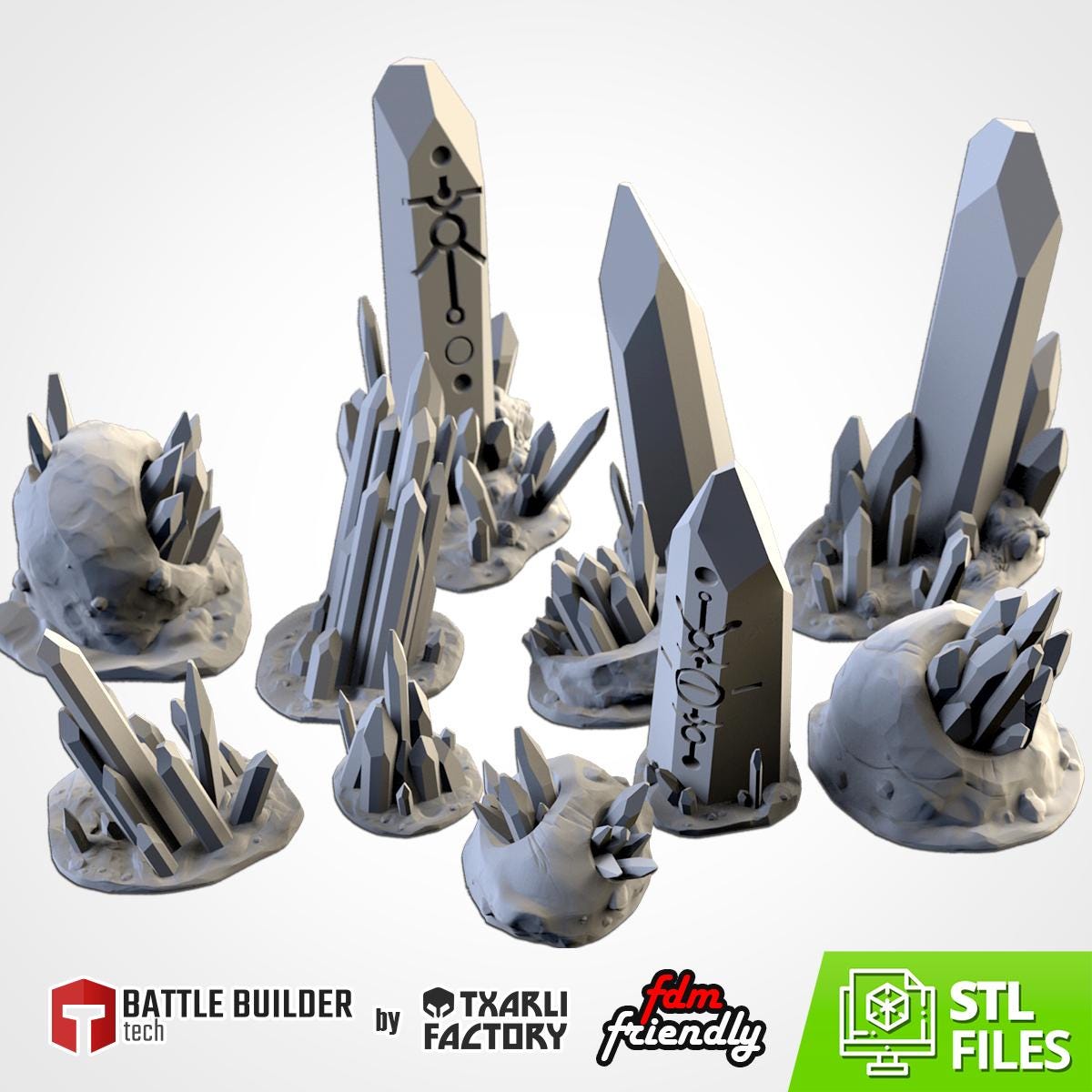 GLASS STONES TERRAIN Modular Wargaming Scatter Terrain by Txarli Factory for Tabletop Wargames