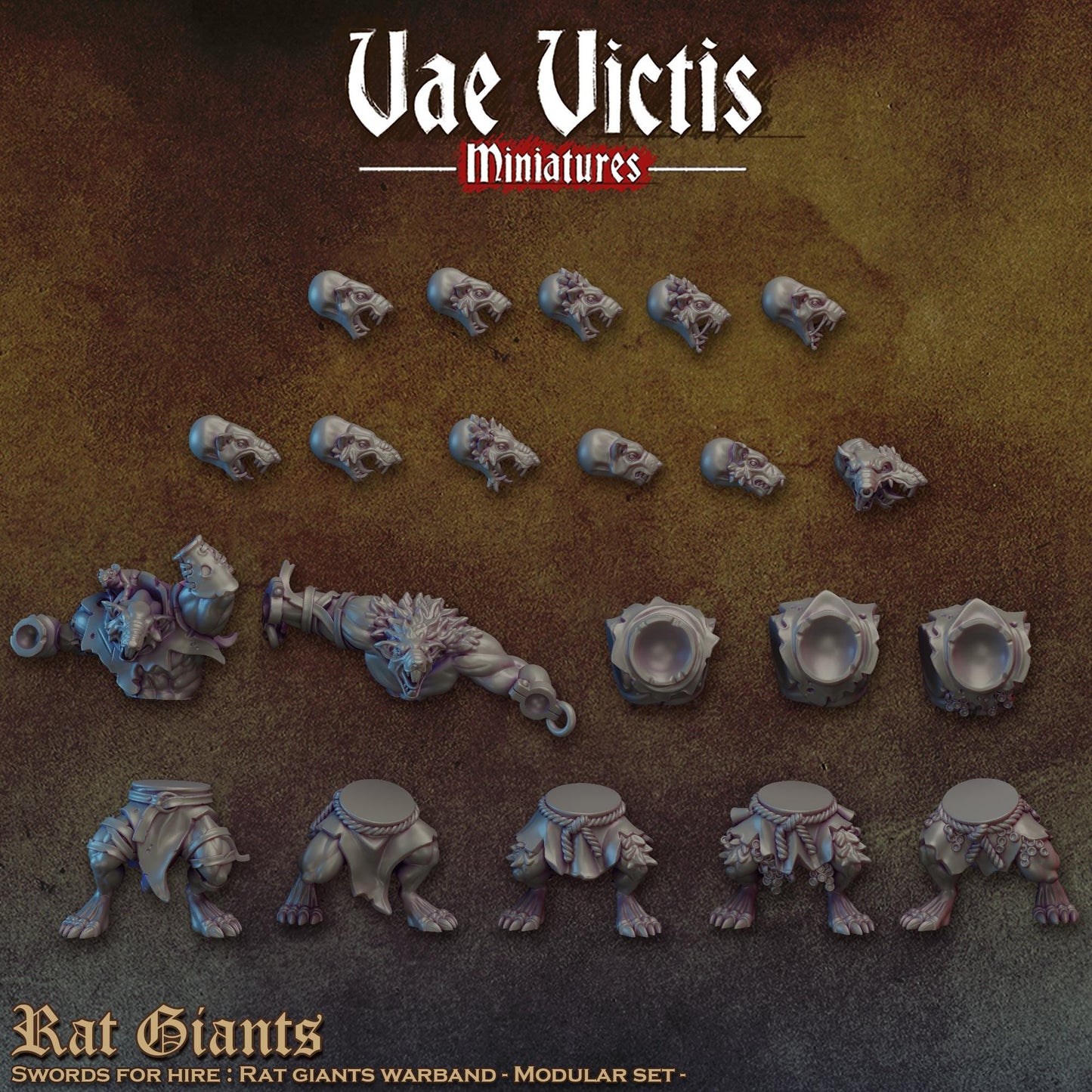 Rat Giants, Rat Ogres, Fantasy Miniatures by Vae Victis, perfect for Fantasy Wargames and Tabletop RPGs