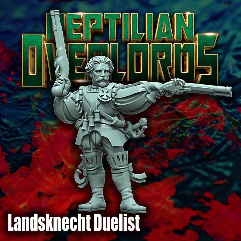 Landsknecht Duelist by Reptilian Overlords, Fantasy Wargames Empire Marshal, Fantasy Wargames Empire Captain