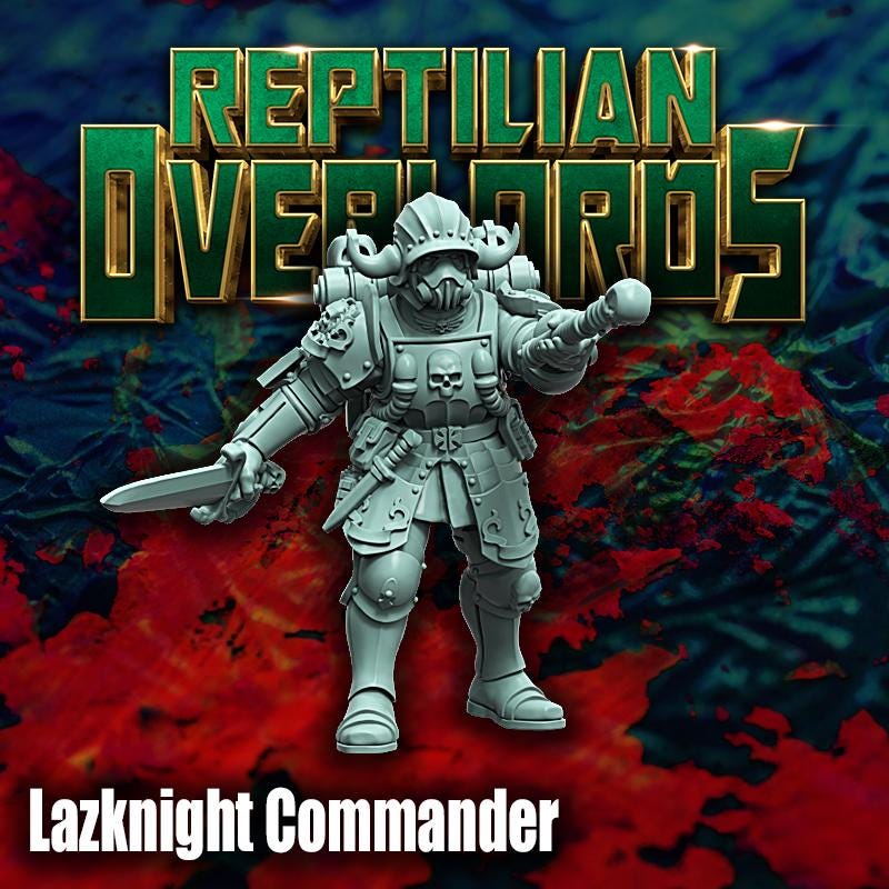 Lazknight Commander, Space Castellan Proxy, Sci-Fi Wargames Miniatures by Reptilian Overlords, Grimdark Guardsmen Character