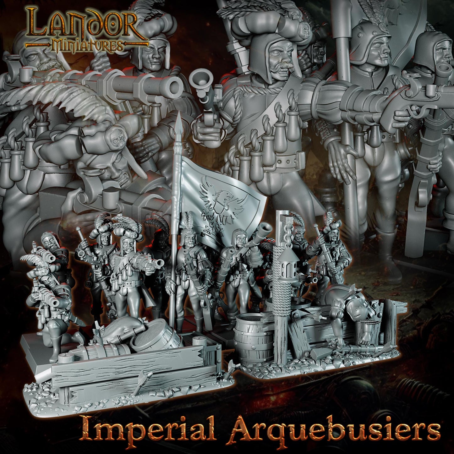 Imperial Arquebusiers, Modular Empire miniatures by Landor Miniatures! Empire for Fantasy Wargames