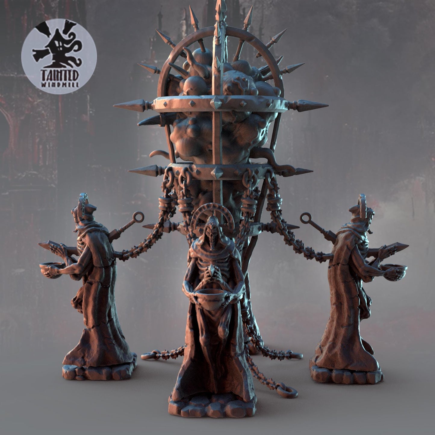 Sealed Cursed Flesh, Chaotic Daemonic Terrain Feature Sculpted by Tainted Windmill for Wargames set in the Grimdark Future