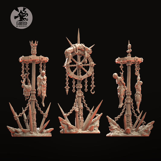 Executed Villagers, Chaotic Heretical Terrain Features Sculpted by Tainted Windmill for Wargames set in the Grimdark Future