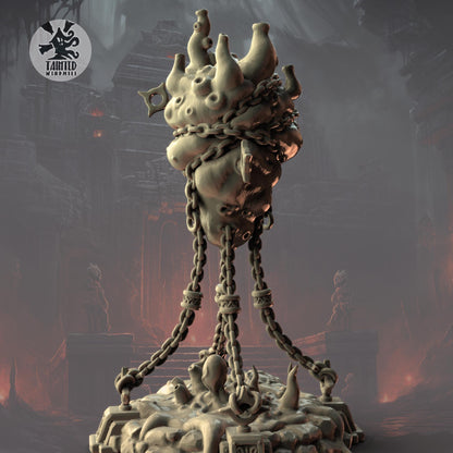 Cursed Giant Heart, Chaotic Daemonic Terrain Feature Sculpted by Tainted Windmill for Wargames set in the Grimdark Future