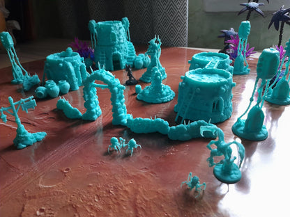 Desert Village Terrain Set, Chaotic Plagued Terrain Sculpted by Tainted Windmill for Wargames set in the Grimdark Future