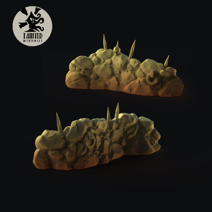 Desert Village Terrain Set, Chaotic Plagued Terrain Sculpted by Tainted Windmill for Wargames set in the Grimdark Future