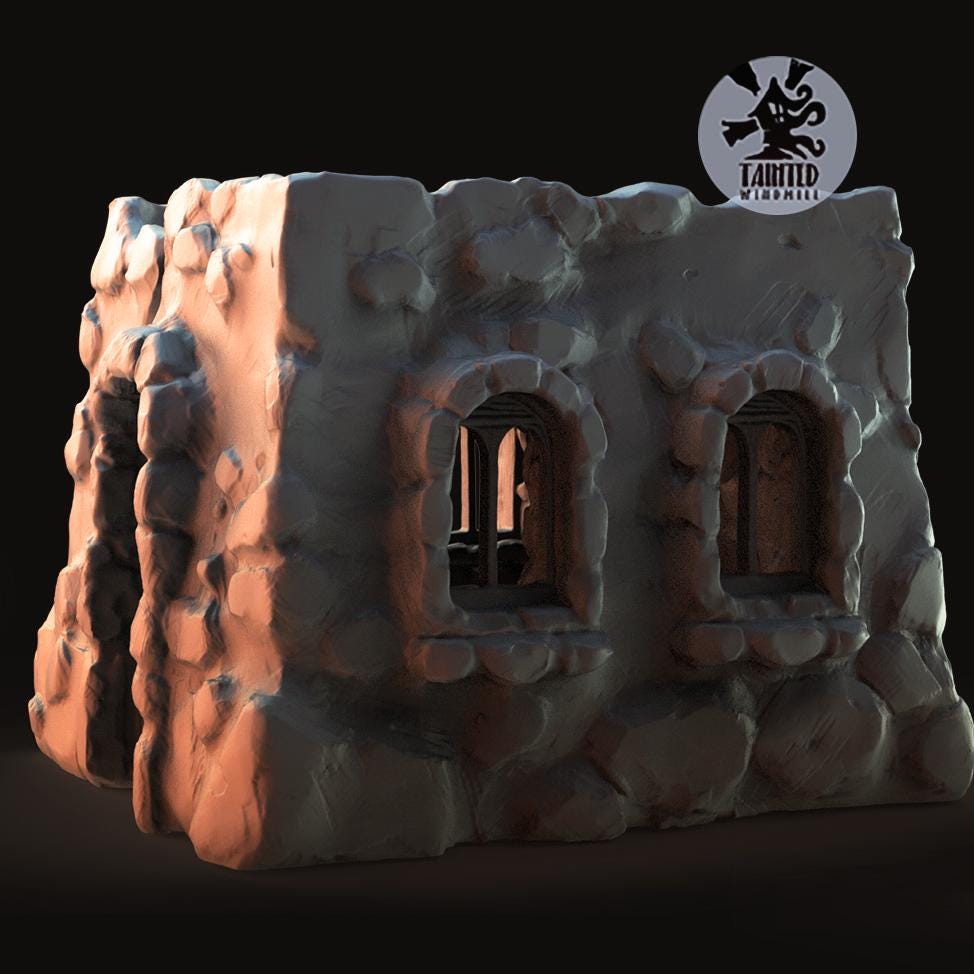 Small Desert Village Terrain Set, Chaotic Plagued Terrain Sculpted by Tainted Windmill for Wargames set in the Grimdark Future