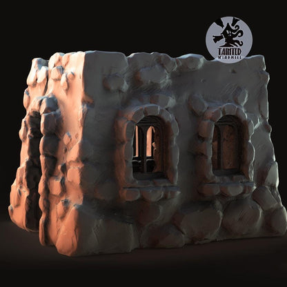 Small Desert Village Terrain Set, Chaotic Plagued Terrain Sculpted by Tainted Windmill for Wargames set in the Grimdark Future