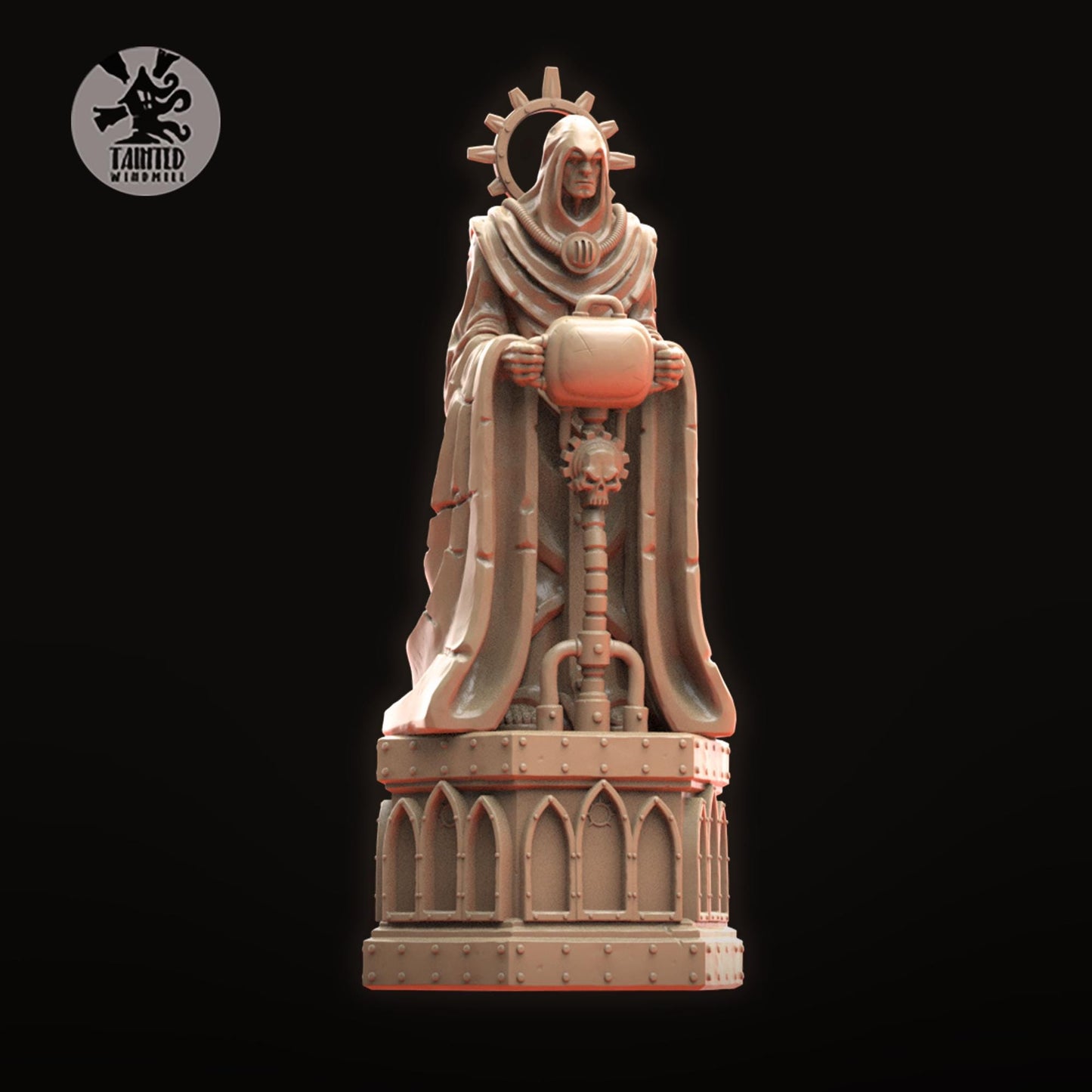Gothic Statues and Bases, Imperial Cathedral Terrain Features Sculpted by Tainted Windmill for Wargames set in the Grimdark Future