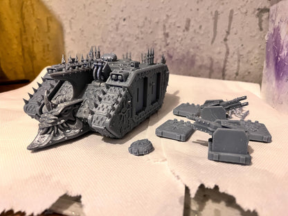 Chaos Heavy Transport Vehicle, Chaos Space Marine Transport Vehicle Sculpted by Tainted Windmill for Wargames set in the Grimdark Future