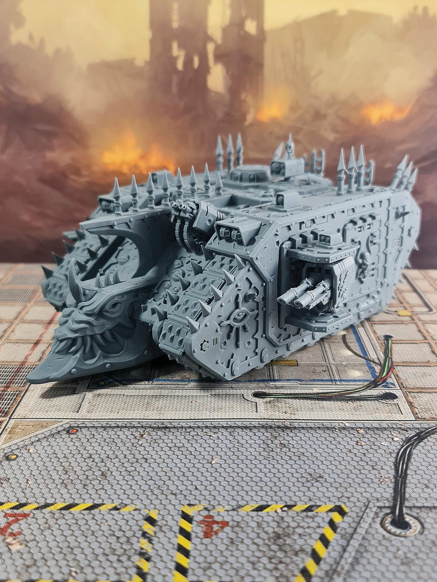Chaos Heavy Transport Vehicle, Chaos Space Marine Transport Vehicle Sculpted by Tainted Windmill for Wargames set in the Grimdark Future