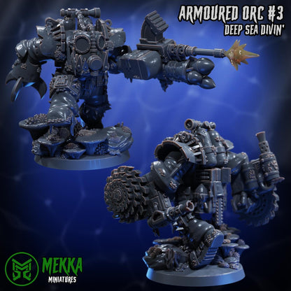 Armoured Ork Set, Space-Faring Orkish Menace Sculpted by Mekka Miniatures, Grimdark Compatible, Scaled for Sci-Fi Miniature Wargames